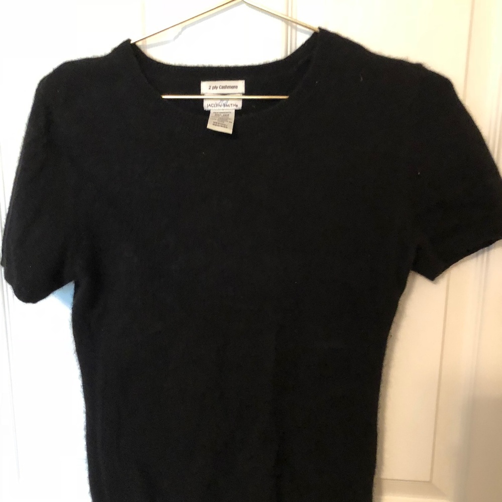 100% Cashmere Black Short Sleeve Sweater